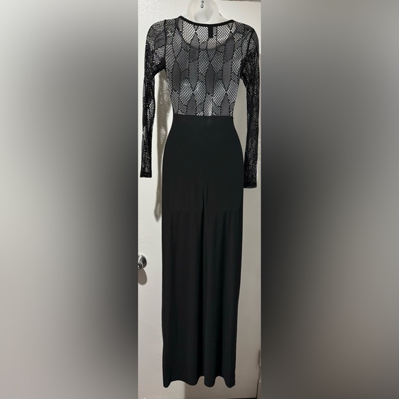 Black Mesh High Slit Maxi Dress (Size S) - Picture 4 of 4